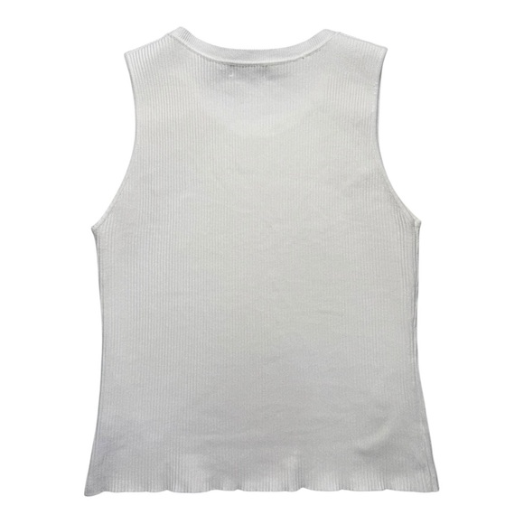 Halston Heritage Cream Ribbed Knit Tank Top Sleeveless Shell XL EUC - Picture 6 of 9